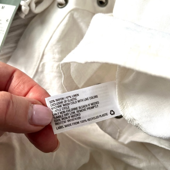 WILD FABLE•white linen peasant corset puff sleeve crop top M NWT - Picture 6 of 6